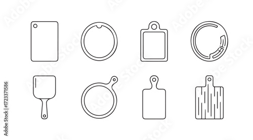Collection of diverse cutting board silhouettes for culinary use