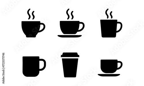 Collection of simple beverage icons for design projects and branding