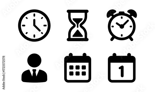 Time management icons for planning and organization