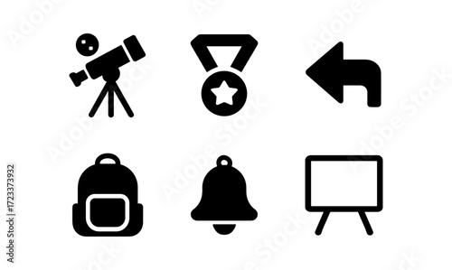 Set of six simple vector icons for education and navigation design