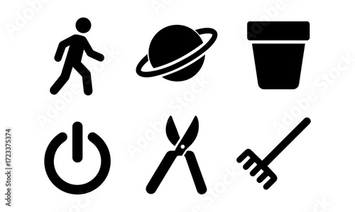 Collection of simple colorful object icons for creative design projects