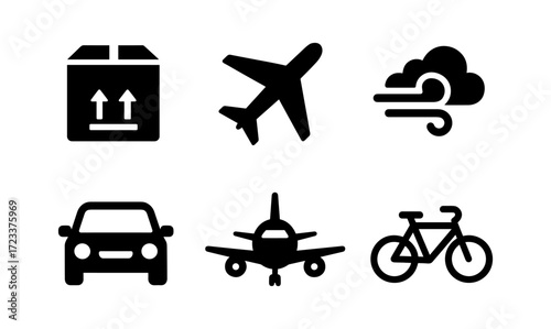 Comprehensive transportation icons set for travel and delivery design projects