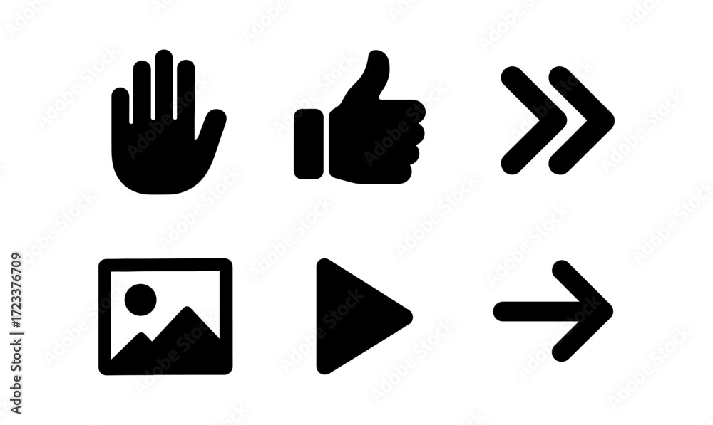 Fototapeta premium Minimalist vector symbol set for digital interface design and online applications