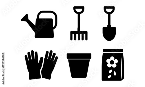 Simple gardening tools set for outdoor projects and landscaping design