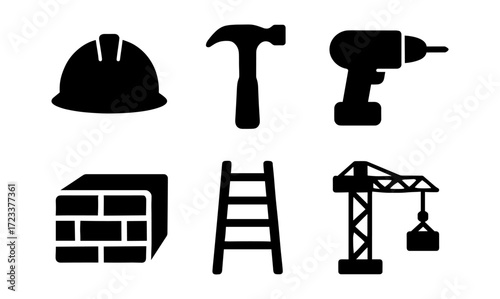 Essential construction tool vector set for design use