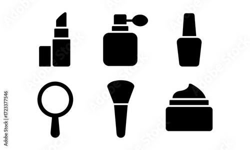 Cosmetic essentials vector set for beauty and makeup design projects