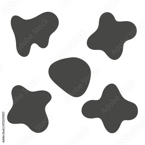 Abstract dark gray organic shapes on a white background