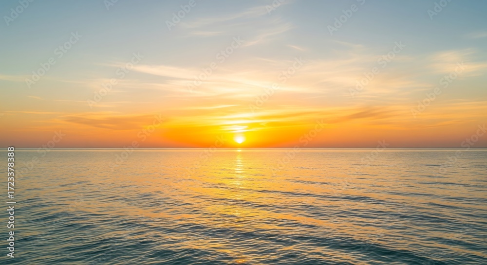 Obraz premium Ocean and Sky Illuminated by Soft Golden Peace
