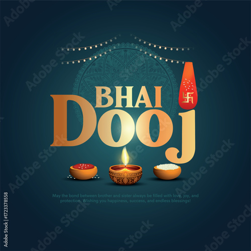 Happy Bhai dooj Indian festival greeting card. Creative vector illustration design.