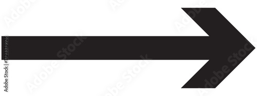 Long arrow vector. Long arrow icon. Vector of trendy long arrow pointing right in flat style. Horizontal long arrow. large size black arrow icon. Long arrow icon pointing to right side.