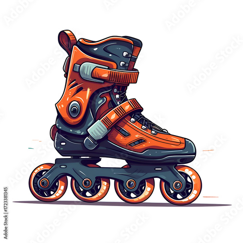 Orange Rollerblades. A Dynamic and Energetic Sport