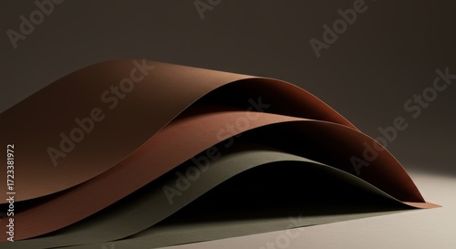 Elegant Curves of Colored Paper in Soft Warm Tones and Shadows