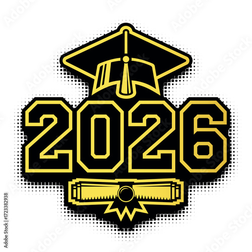 Lettering Class of 2026 for greeting, invitation card. Text for graduation design, congratulation event, T-shirt, party, high school or college graduate. Vector on transparent background