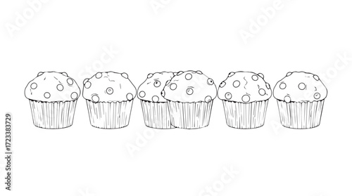 Delicious muffins ready to bake line art food illustration for sweet treats and bakery designs silhouette