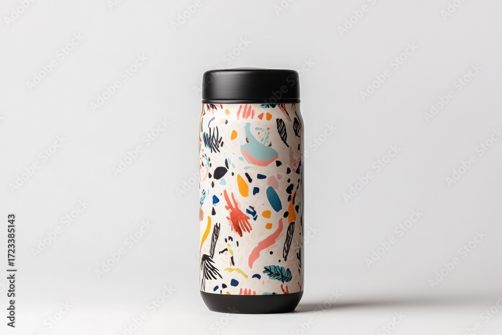Fototapeta premium Plastic Thermos Mock-Up - Three Cups. Blank Label