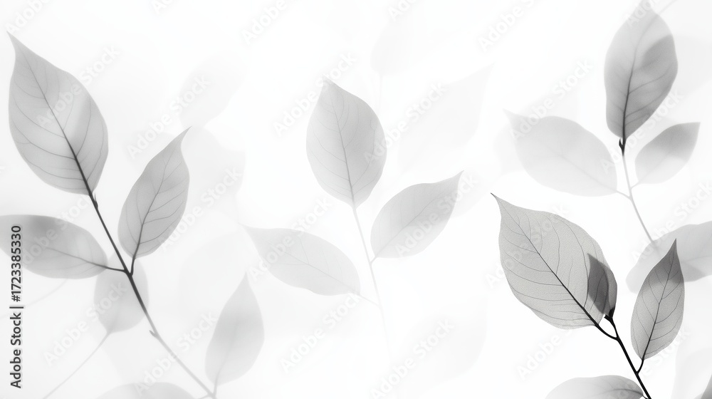 Fototapeta premium Leaves create a soft and gentle pattern against a light background in a serene nature setting