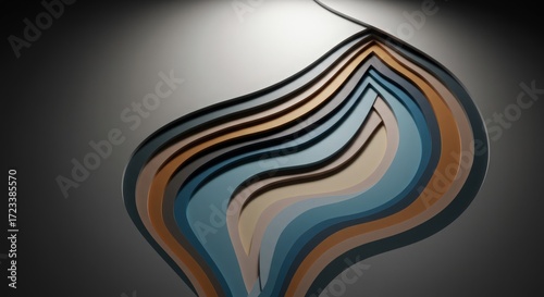 Abstract Waves of Color in Layered Design on a Simple Background