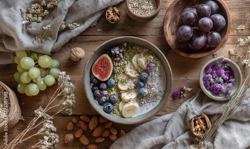 Wellness Breakfast Bowl with Fresh Fruits and Calm Tones