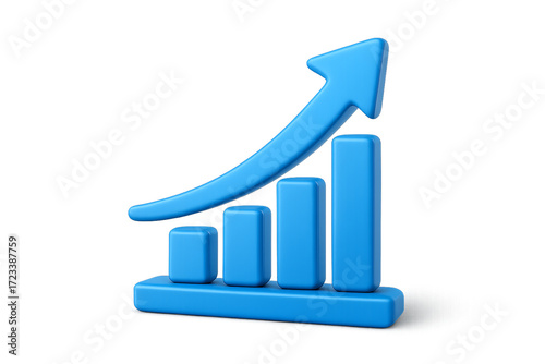 Blue Growth Graph: Rising Bars and Arrow