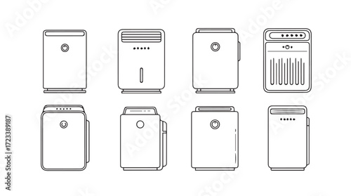Set of modern mailboxes collection contemporary household letterboxes for residential properties silhouette