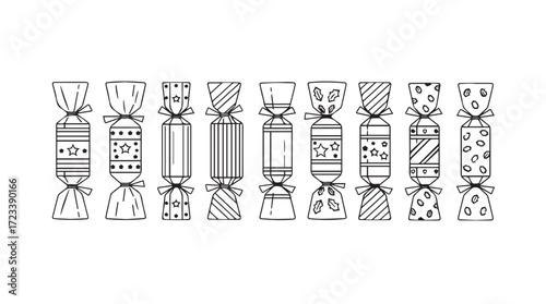 Decorative christmas crackers festive holiday treats gifts celebration party novelties silhouette