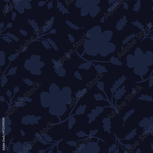 Seamless pattern of minimalist silhouette flower two-tone background. Modern floral pattern, Vintage floral background, Pattern for design wallpaper, Gift wrap paper and fashion prints.