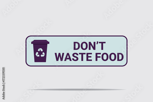 "Photorealistic minimalist food waste recycling icon with text overlay, flat design, highly detailed modern illustration"