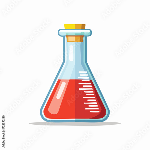 A Vibrant Red Potion in a Scientific Flask, Representing Chemistry and Experimentation