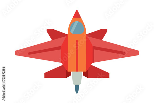 Illustration of a red spaceship the spaceship is ready to fly into the vastness of space