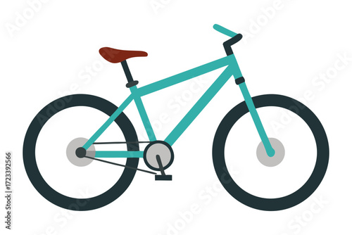 Illustration of a mountain bike in teal brown seat a healthy ecofriendly transportation