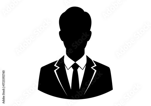Silhouette of a businessman wearing a suit tie, representing professionalism corporate identity