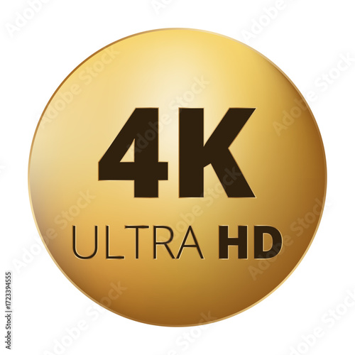4k ultra hd gold emblem with bold lettering and shiny finish.