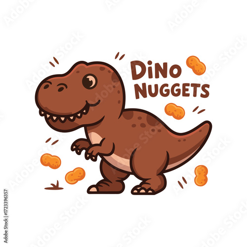 Dino with nuggets vector, dinosaur vector