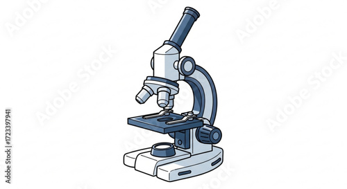 A detailed illustration of a microscope, a scientific instrument used for viewing small objects