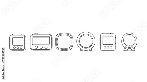 Digital timer collection various kitchen gadgets for accurate cooking and baking measurements silhouette