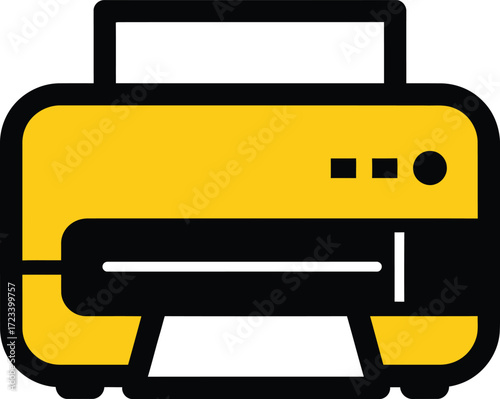 Modern yellow printer icon with black outline