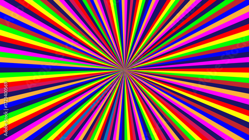 Colorful psychedelic burst pattern with radial lines and vibrant colors