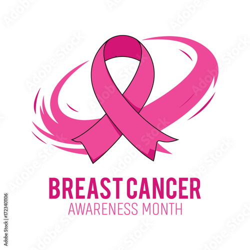 A simple pink breast cancer awareness ribbon logo vector illustration design
