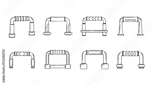 Set of hand drawn archway and gate designs for architectural projects and concepts silhouette