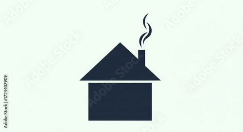 A simple house icon with smoke coming from the chimney, representing home, shelter, family, and the warmth of a hearth