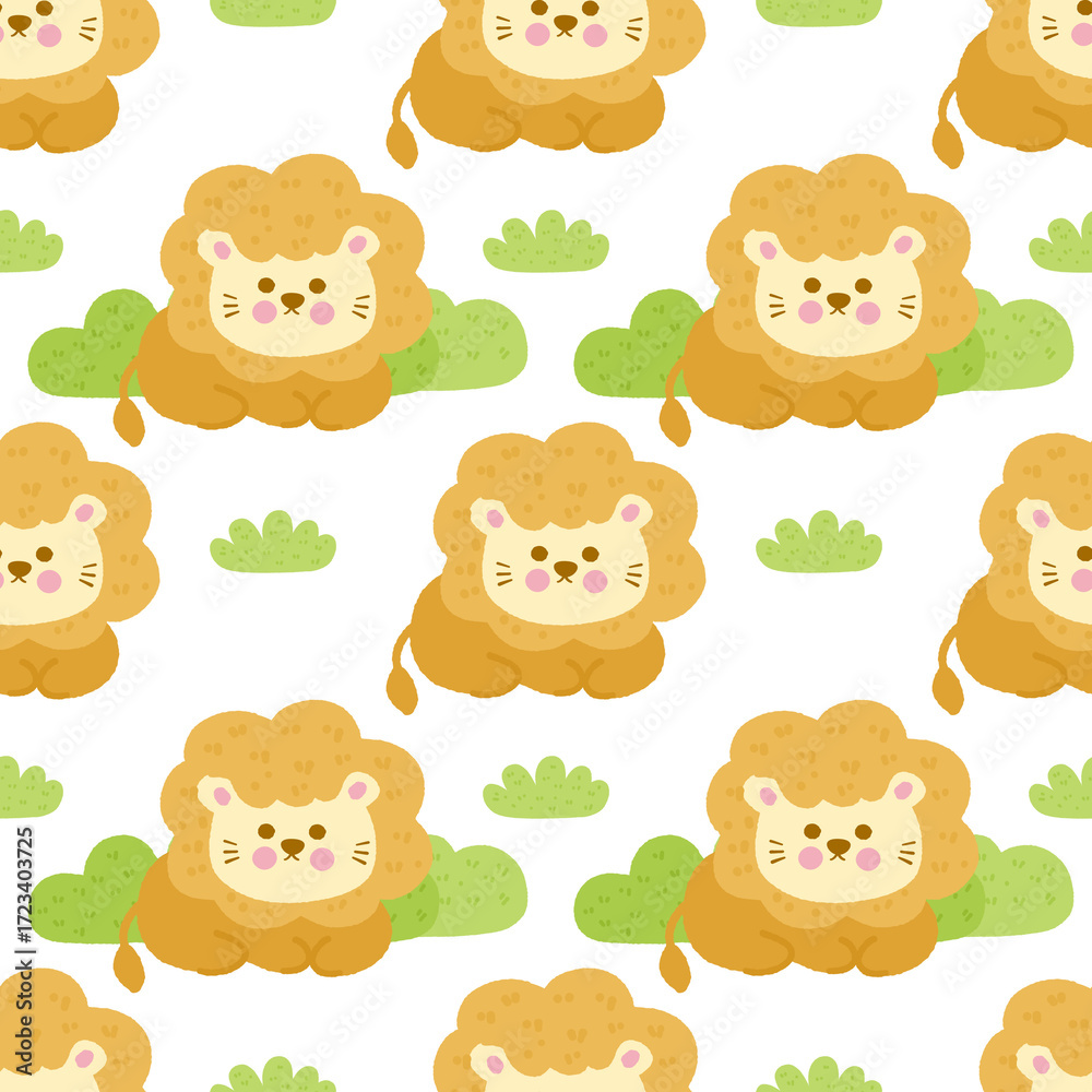 Fototapeta premium A pattern of lions is shown on a white background