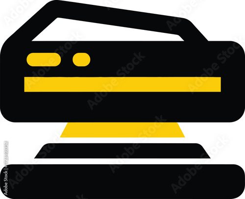 Portable scanner with yellow light beam scanning document