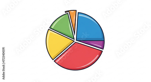 A colorful pie chart is a clear and informative visual representation of data, perfect for presentations and reports