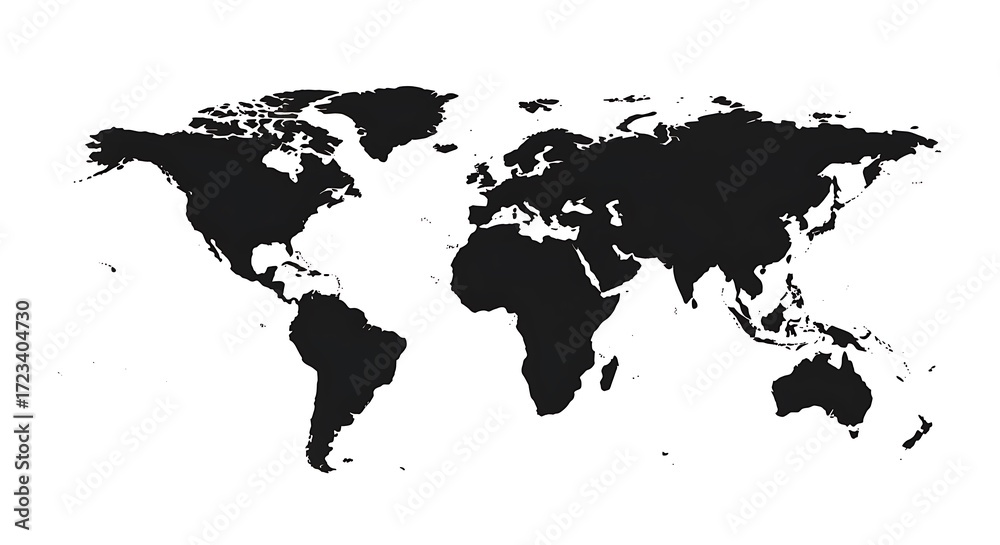 Obraz premium Simple World Map Silhouette on White Background
