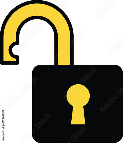 Open padlock symbol illustrating security unlocked and access granted