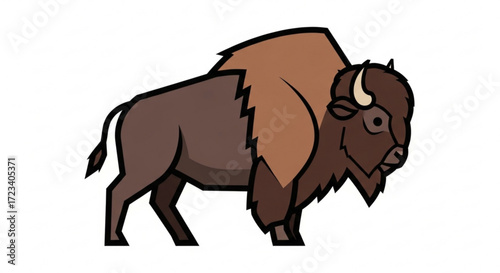 Illustration of a bison, showcasing wildlife and nature, suitable for educational or decorative purposes with its detailed design