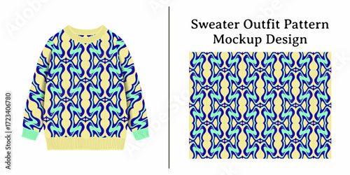 Stylish Sweater Outfit Pattern Mockup Design Featuring a Unique Geometric Textile