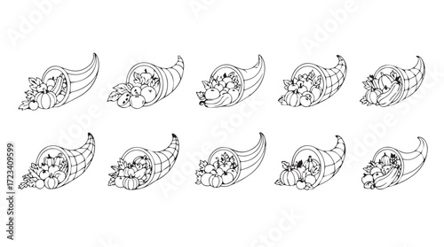 Ten delicate line art drawings of shrimp prawns culinary delights seafood appetizers and dishes silhouette
