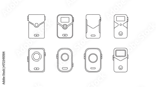 Collection of various electronic device icons for digital design and technology applications silhouette