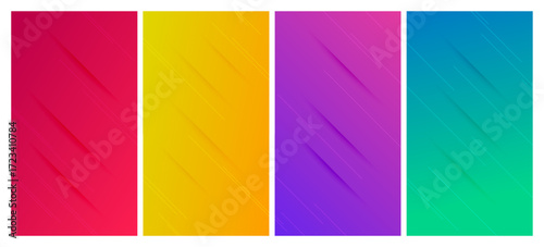 Set of abstract gradient backgrounds with lines